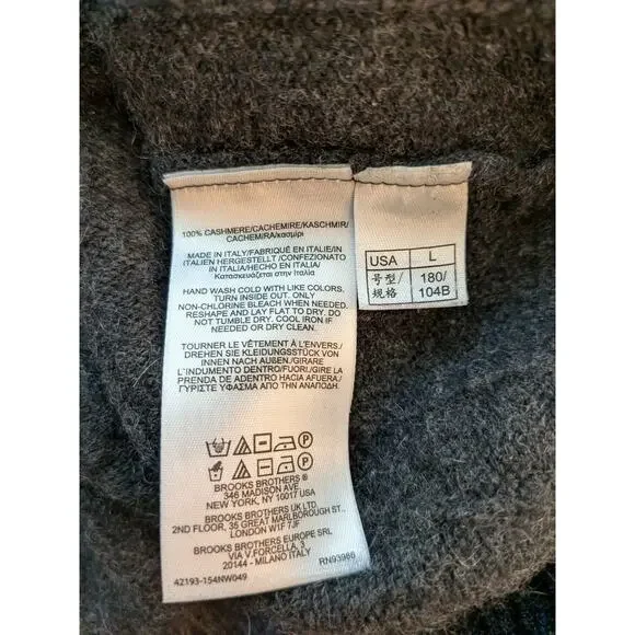 Brooks Brothers Men 100% Cashmere Sweater 2-Ply Size Large Cable Knit Italy Gray - Picture 5 of 7